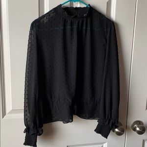 H&M Divided sheer mock neck blouse